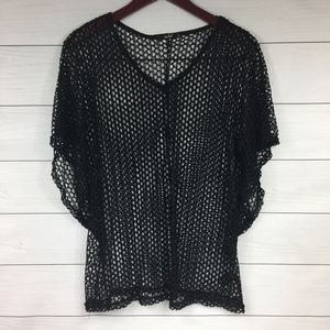 Papaya Mesh Layer Top Black